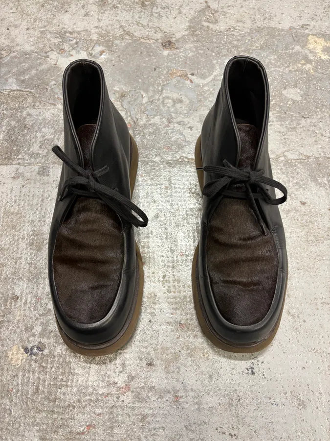 Giorgio Armani Black Leather Pony Hair Boots KCwBApN 1