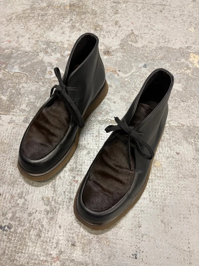 Giorgio Armani Black Leather Pony Hair Boots KCwBApN 2