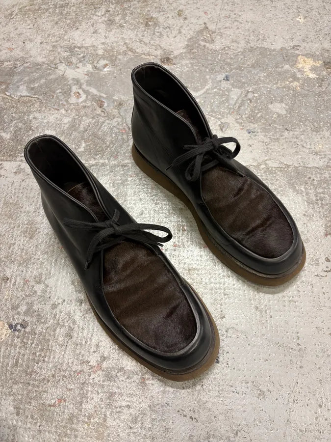 Giorgio Armani Black Leather Pony Hair Boots KCwBApN 3