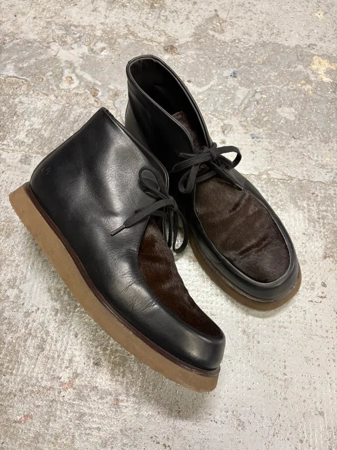 Giorgio Armani Black Leather Pony Hair Boots KCwBApN 4