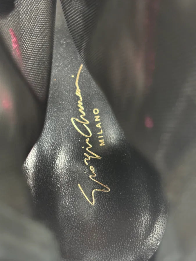 Giorgio Armani Black Mesh & Pink Embroidered Boots poaTsNb 8