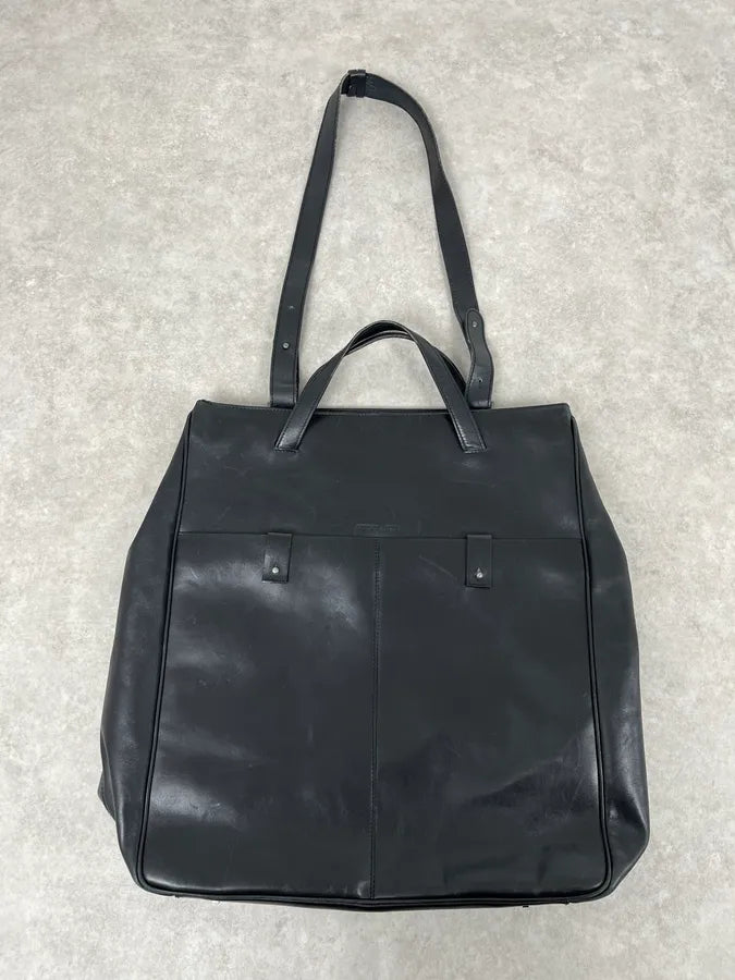 Giorgio Armani Black Oversized Leather Daily Bag zALtQSc 0