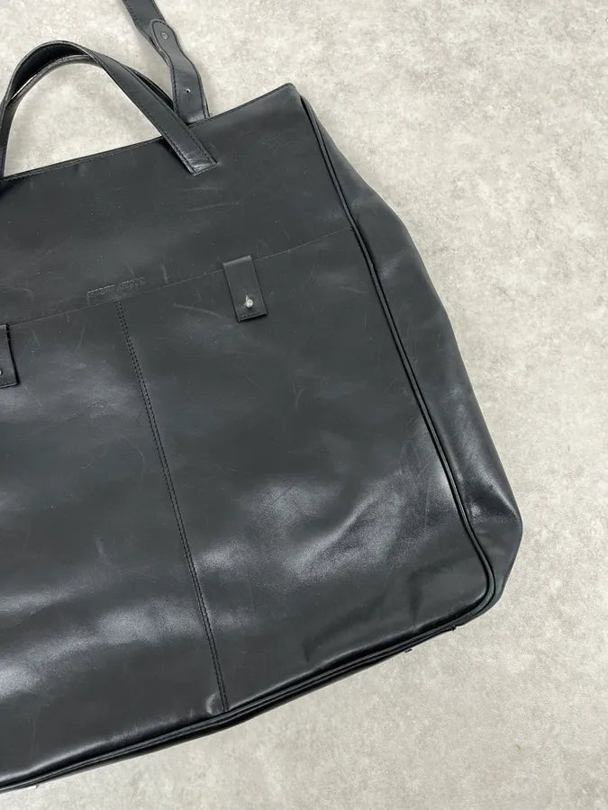 Giorgio Armani Black Oversized Leather Daily Bag zALtQSc 2