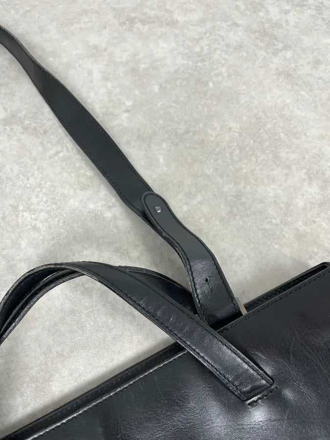 Giorgio Armani Black Oversized Leather Daily Bag zALtQSc 3