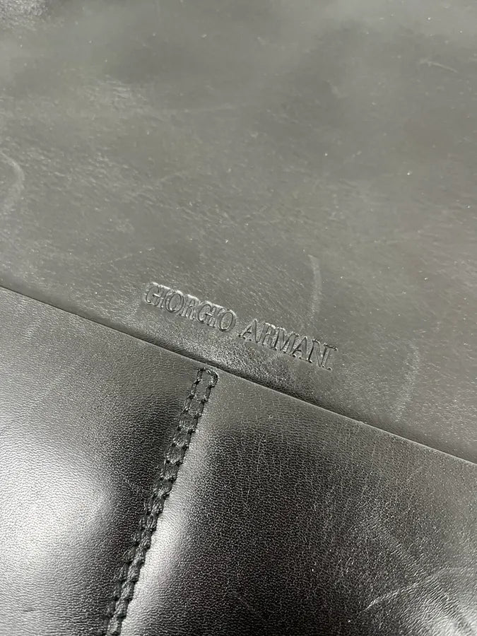 Giorgio Armani Black Oversized Leather Daily Bag zALtQSc 4