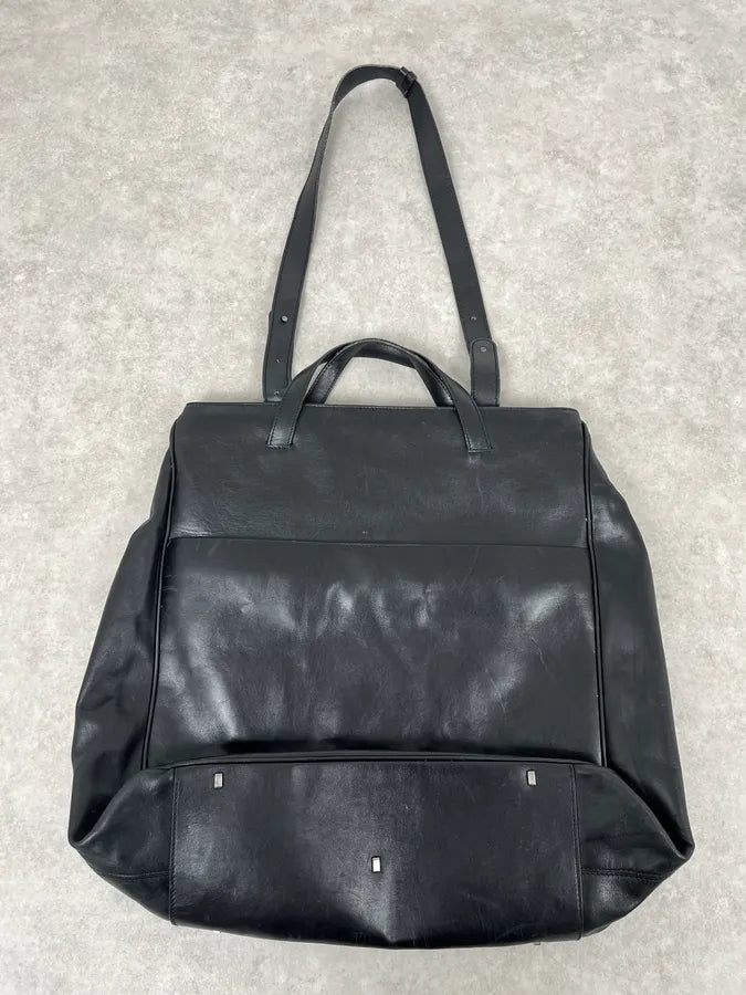 Giorgio Armani Black Oversized Leather Daily Bag zALtQSc 5