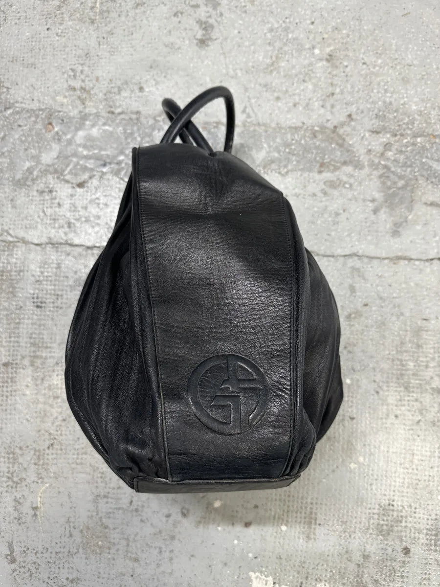 Giorgio Armani Black Plissed Leather Handle Bag (OS) JkSEyxp 2