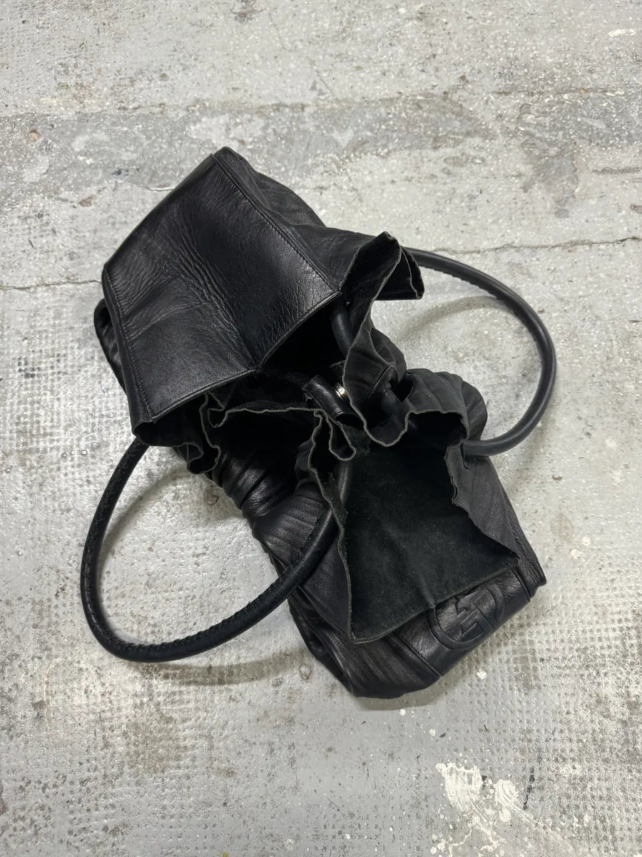 Giorgio Armani Black Plissed Leather Handle Bag (OS) JkSEyxp 4