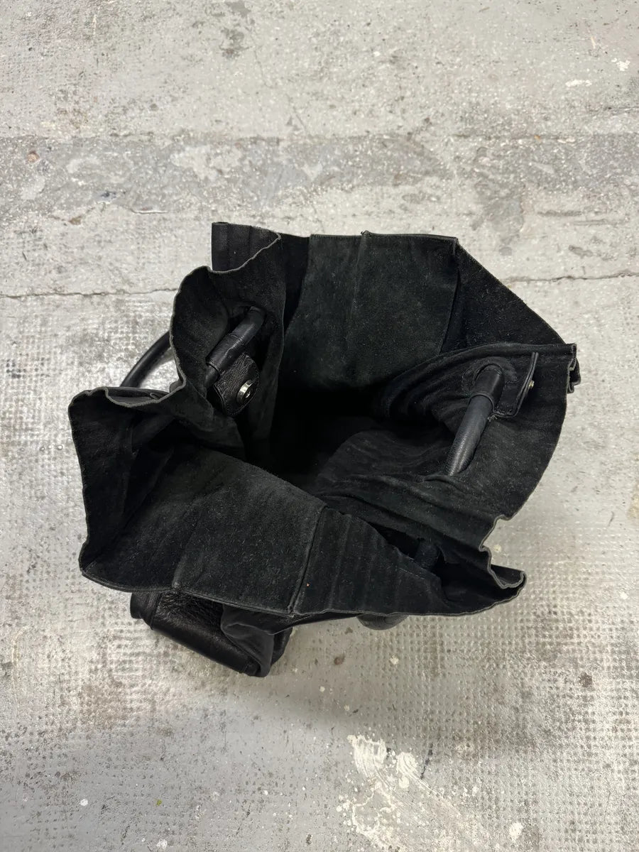Giorgio Armani Black Plissed Leather Handle Bag (OS) JkSEyxp 8