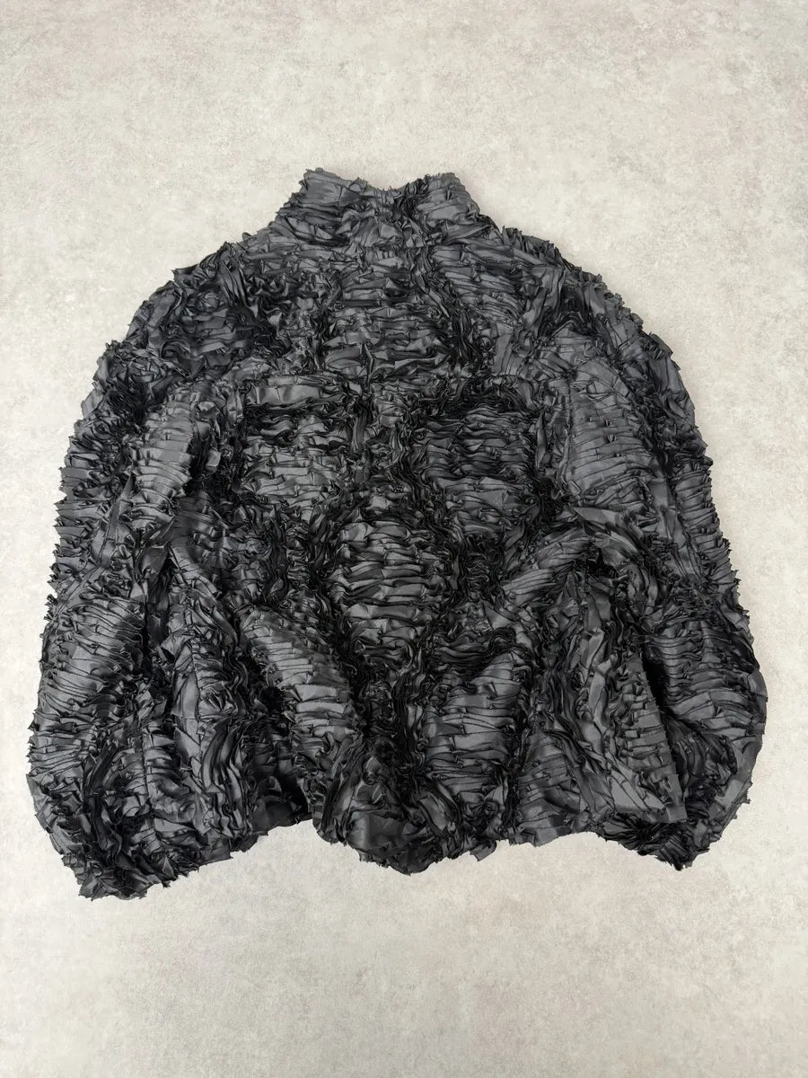 Giorgio Armani Black Relief Plissed Slik Jacket dulkPkZ 1