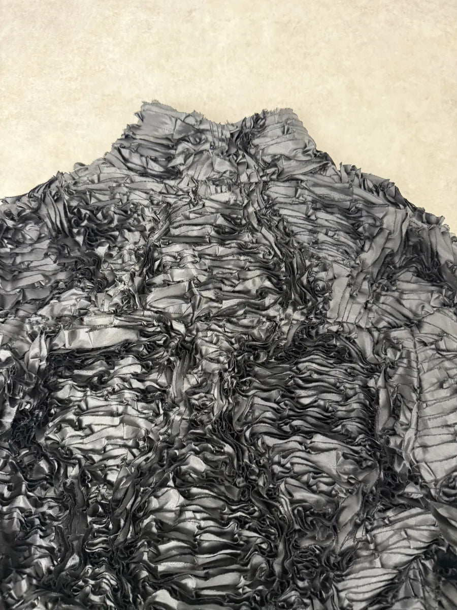 Giorgio Armani Black Relief Plissed Slik Jacket dulkPkZ 2