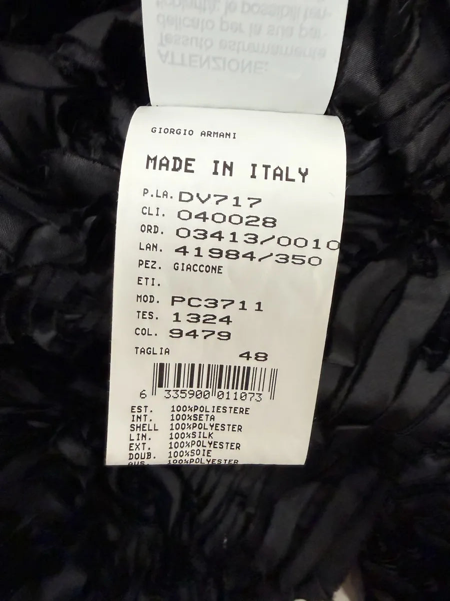 Giorgio Armani Black Relief Plissed Slik Jacket dulkPkZ 6