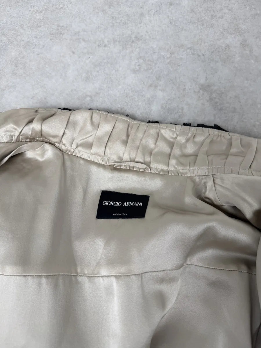 Giorgio Armani Black Relief Plissed Slik Jacket dulkPkZ 7