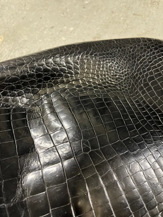 Giorgio Armani Black Shiny Leather Crocodile Effect Bag (OS) 7