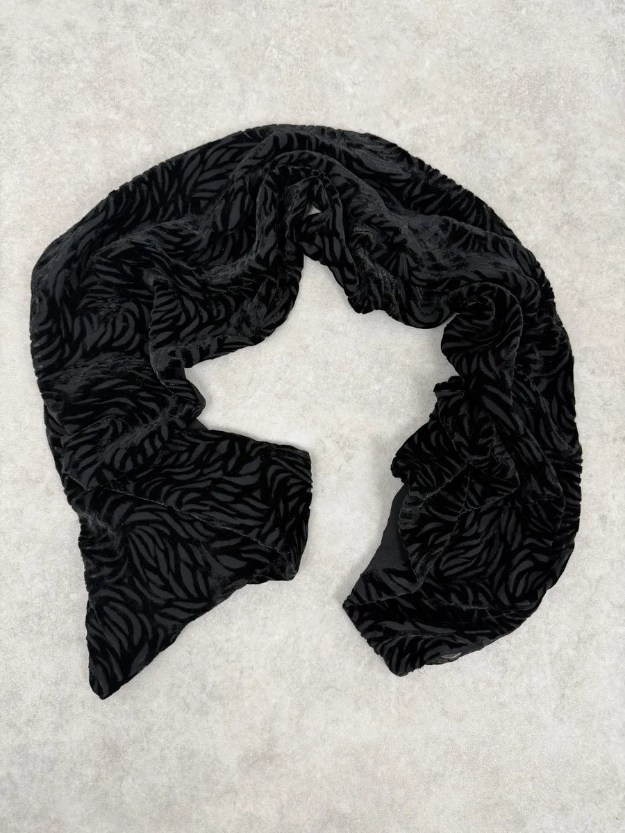 Giorgio Armani Black Silk Velvet Floral Scarf hIxTxBg 0