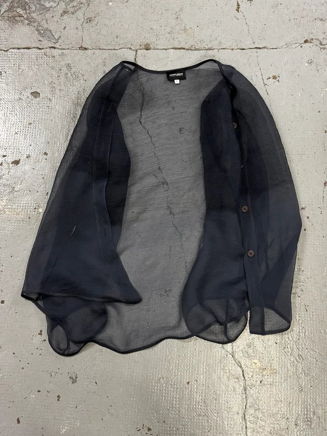 Giorgio Armani Blue Grey Gradient Clear Shirt & Skirt Organza Set   htENlEy 7