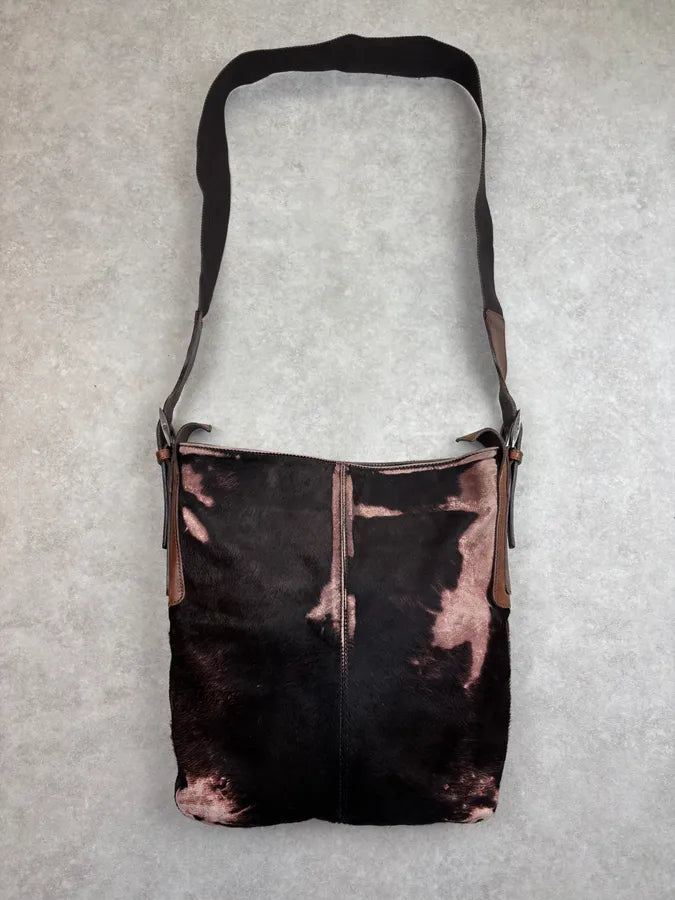 Giorgio Armani Brown Pony Hair Leather Shoulder Bag WjAekgp 0