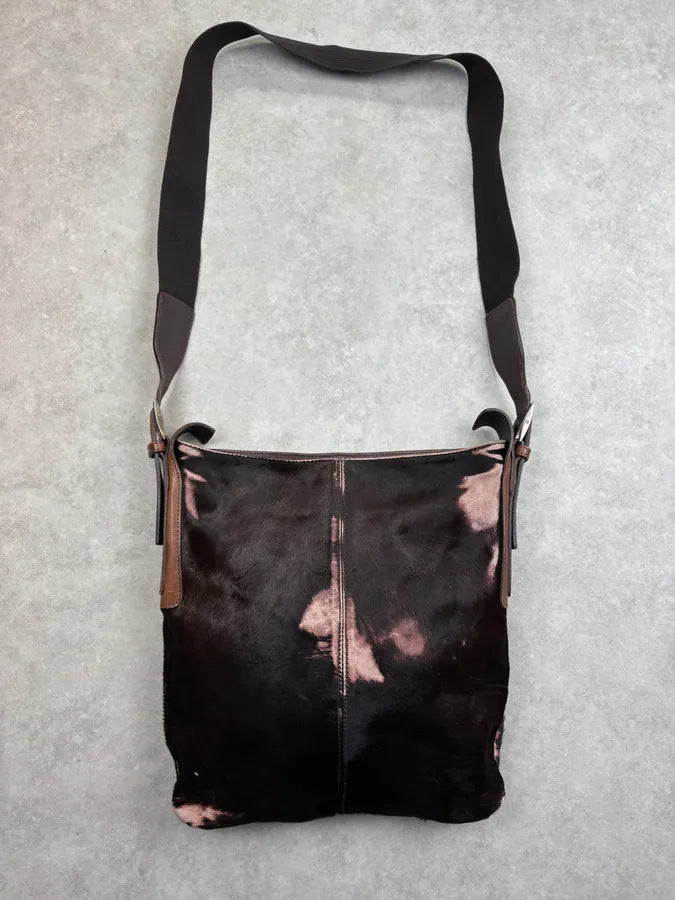 Giorgio Armani Brown Pony Hair Leather Shoulder Bag WjAekgp 9