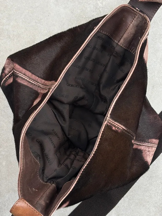 Giorgio Armani Brown Pony Hair Leather Shoulder Bag WjAekgp 13