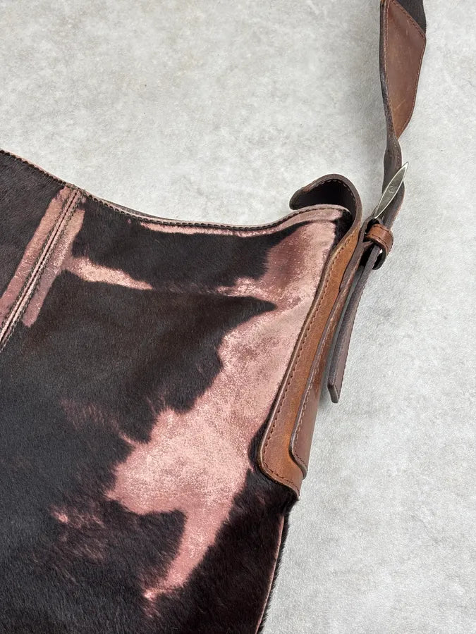 Giorgio Armani Brown Pony Hair Leather Shoulder Bag WjAekgp 5