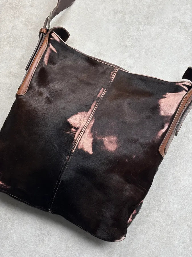 Giorgio Armani Brown Pony Hair Leather Shoulder Bag WjAekgp 8