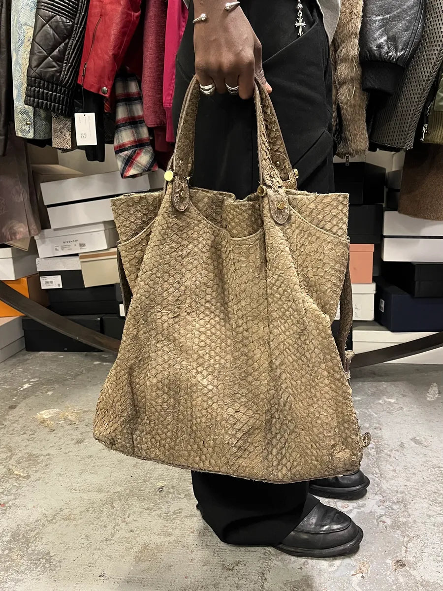 Giorgio Armani Brown Snakeskin Effect Leather Handle Bag yGZkHKk 0