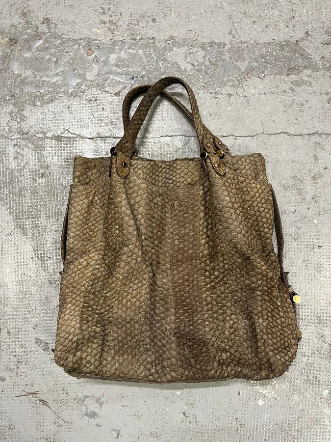 Giorgio Armani Brown Snakeskin Effect Leather Handle Bag yGZkHKk 1