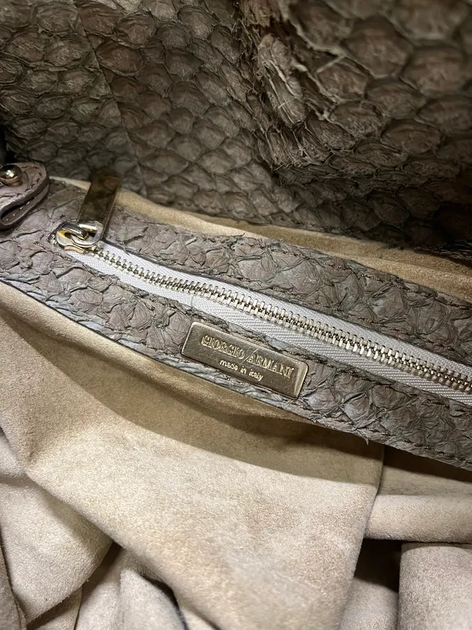 Giorgio Armani Brown Snakeskin Effect Leather Handle Bag yGZkHKk 10