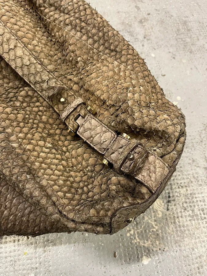 Giorgio Armani Brown Snakeskin Effect Leather Handle Bag yGZkHKk 4