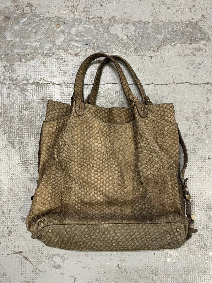 Giorgio Armani Brown Snakeskin Effect Leather Handle Bag yGZkHKk 5