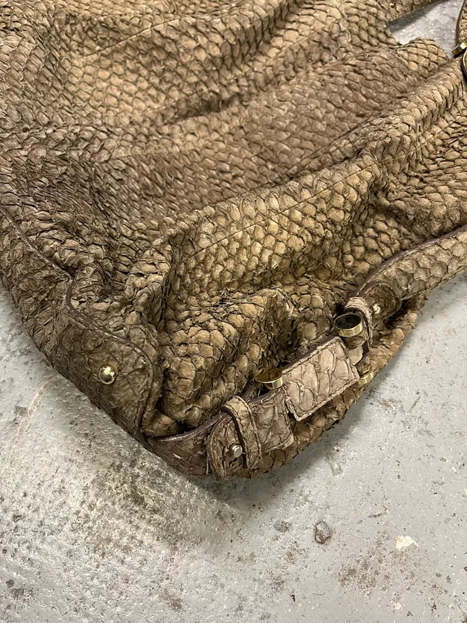 Giorgio Armani Brown Snakeskin Effect Leather Handle Bag yGZkHKk 6