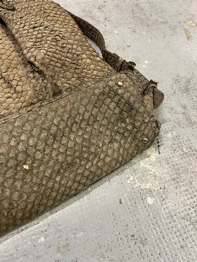 Giorgio Armani Brown Snakeskin Effect Leather Handle Bag yGZkHKk 7