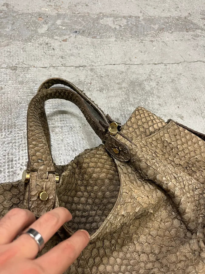 Giorgio Armani Brown Snakeskin Effect Leather Handle Bag yGZkHKk 9