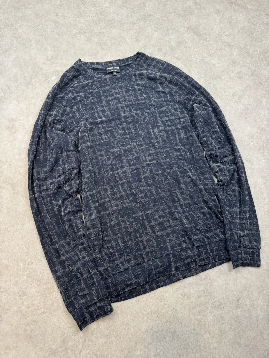 Giorgio Armani Navy Jacquard Longsleeve zWFUBlq 3