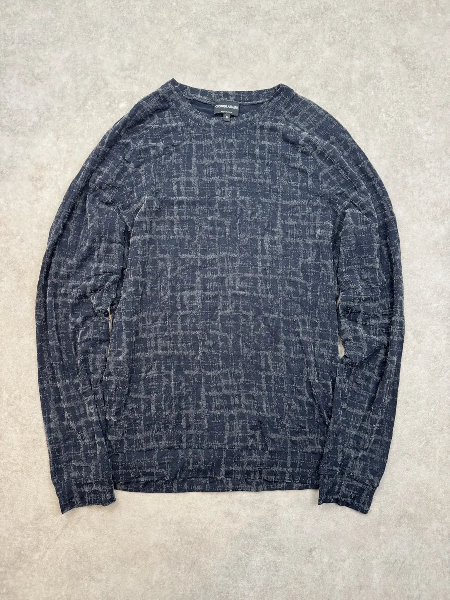 Giorgio Armani Navy Jacquard Longsleeve zWFUBlq 2