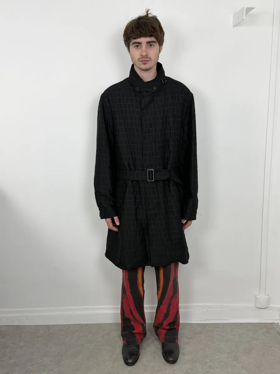 Giorgio Armani Crocodile Effect Black Wool & Silk Trench Coat eSpQmEW 2