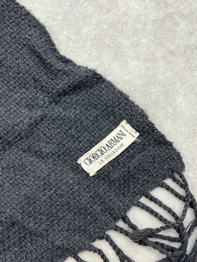 1990s Giorgio Armani Dark Grey Wool Scarf tLBHBdl 3