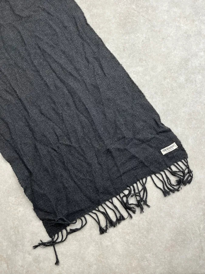 1990s Giorgio Armani Dark Grey Wool Scarf tLBHBdl 4