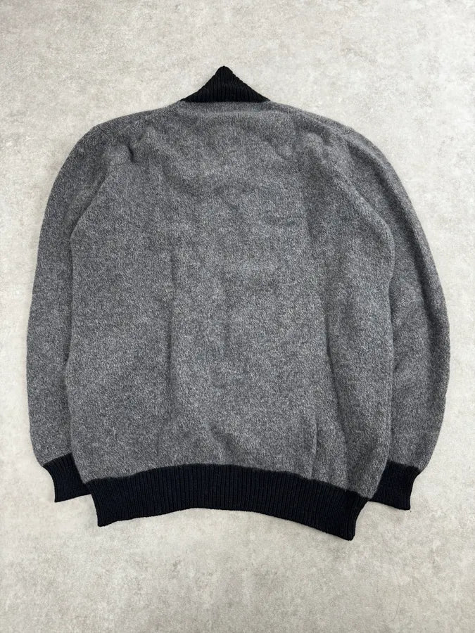 1980s Giorgio Armani Grey & Black Shawl Collar Sweater pTudBGF 3
