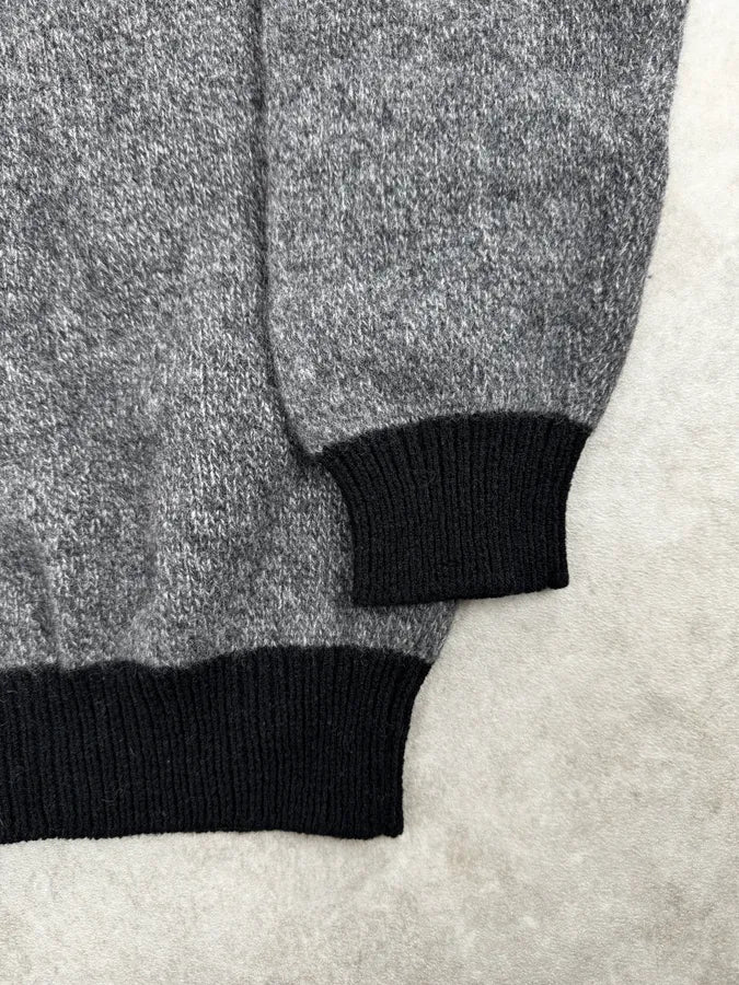 1980s Giorgio Armani Grey & Black Shawl Collar Sweater pTudBGF 7