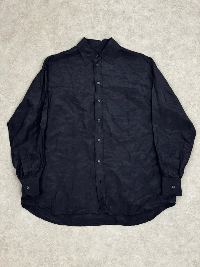 Giorgio Armani Linen Navy Archive Shirt jgUJVdz 0