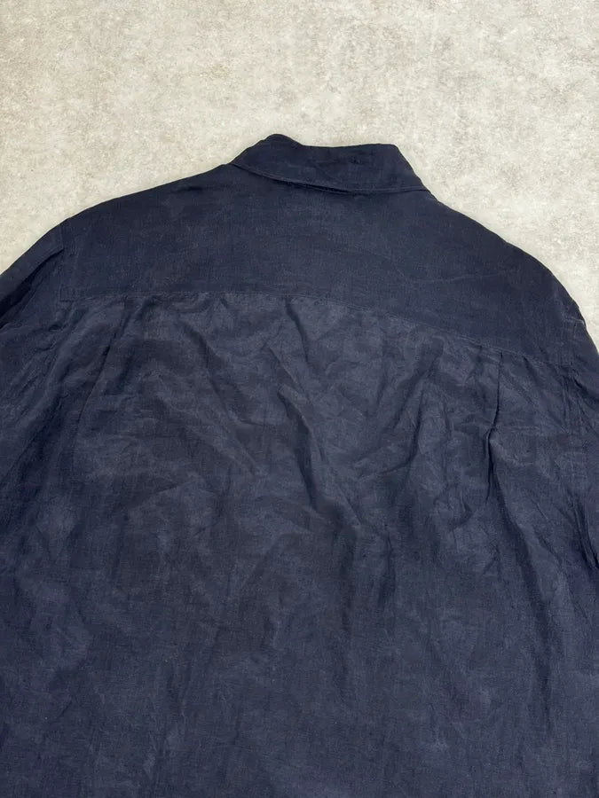 Giorgio Armani Linen Navy Archive Shirt jgUJVdz 5
