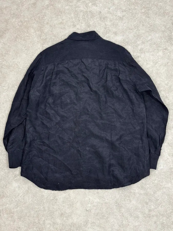 Giorgio Armani Linen Navy Archive Shirt jgUJVdz 3