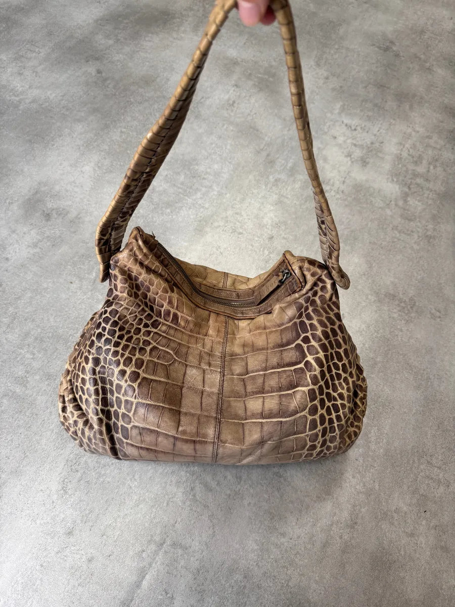 Giorgio Armani Natural Crocodile Effect Leather Bag uhYWceU 2