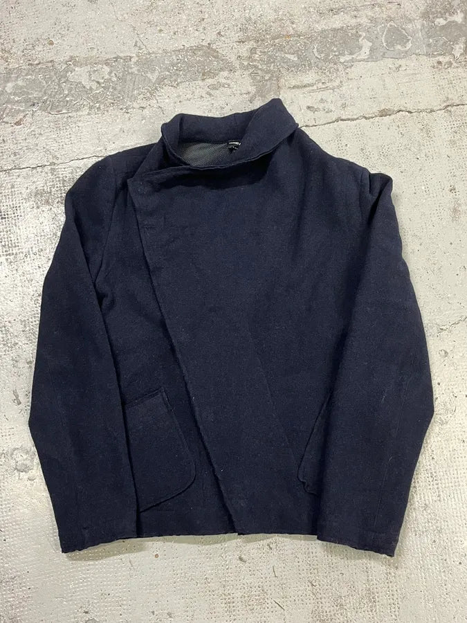 AW2011 Giorgio Armani Navy Wool Asymmetrical Wrap Jacket VaxqFNR 2