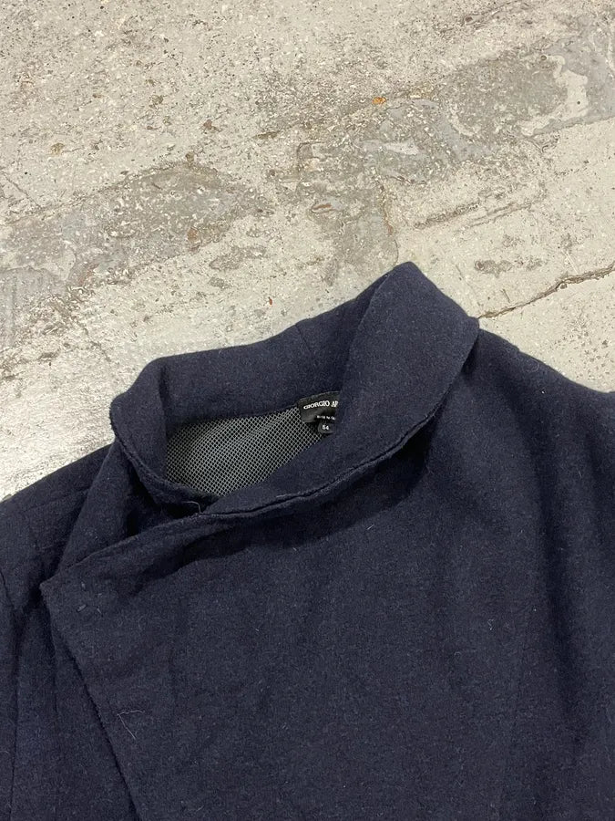 AW2011 Giorgio Armani Navy Wool Asymmetrical Wrap Jacket VaxqFNR 3