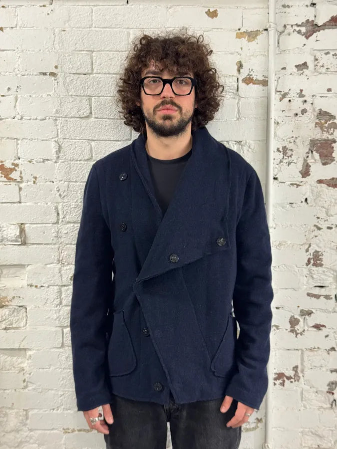 AW2011 Giorgio Armani Navy Wool Asymmetrical Wrap Jacket VaxqFNR 0