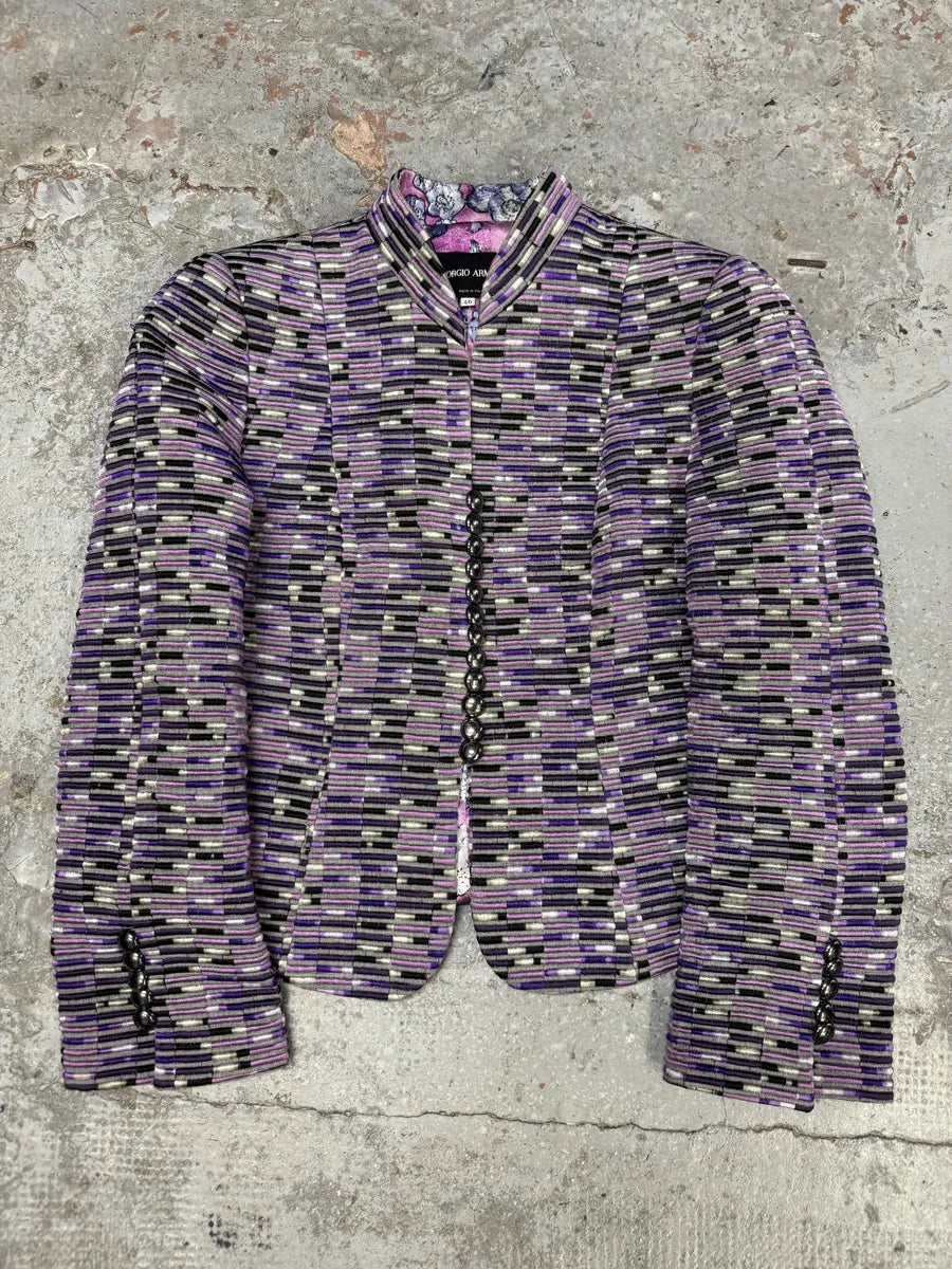 Giorgio Armani Purple Lined Buttoned Jacket SBKhYGn 0