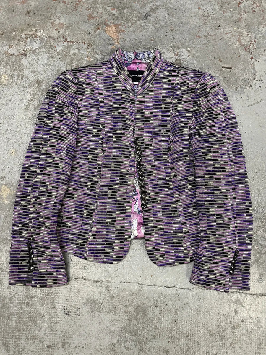 Giorgio Armani Purple Lined Buttoned Jacket SBKhYGn 3