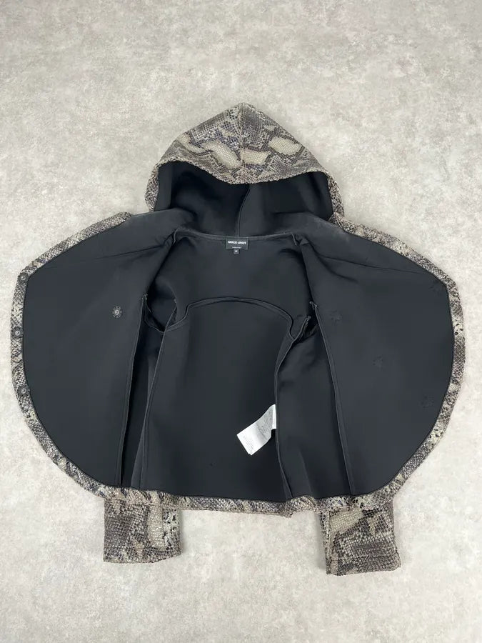 AW2014 Giorgio Armani Python Snakeskin Effect Light Hood Jacket pZFvvcM 8